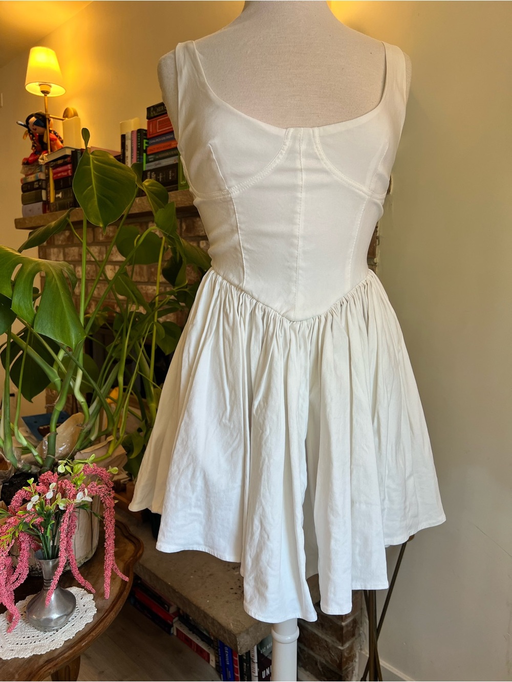 12th Tribe White Mini Dress with Fitted Bodice